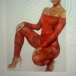 Orange Mesh Jumpsuit